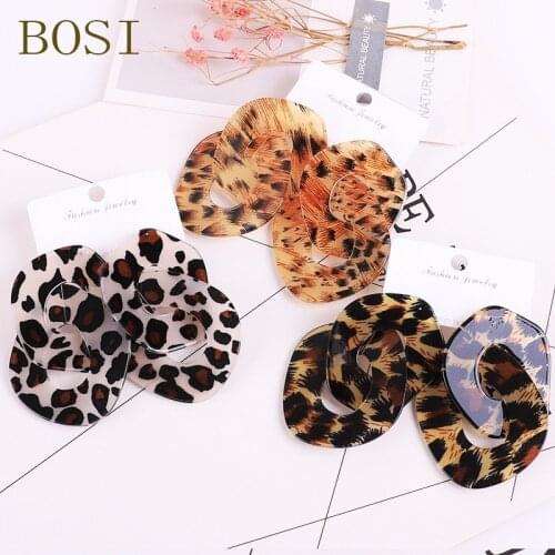 New ZA Acrylic Earrings Women Earring Bohemian Big large leopard Pendant Statement Fashion luxury Acetate Jewelry wholesale 2019