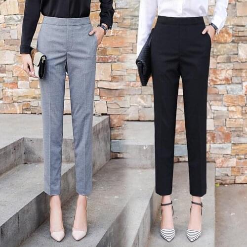 Women Suit Pants Spring Summer Fashion Female Black Gray Casual Formal Harem Straight Trousers Office Lady Pantalon MOKIJINS