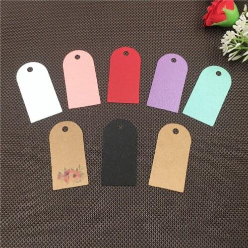 200pcs New Style best -selling Colorful Cute Shape Natural Kraft Price Tag Gift Packing Box Show Card Two Size Choose