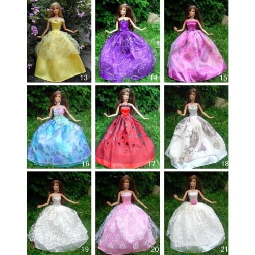30items=10dress+10 shoes+10accessories Party Dolls Dress Clothes Gown For Barbie doll