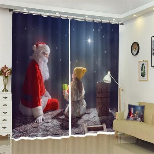 Santa Claus under the moonlight Luxury living room Childrens bedroom 3D Curtains home decor drape Drapes Rideaux Cortina