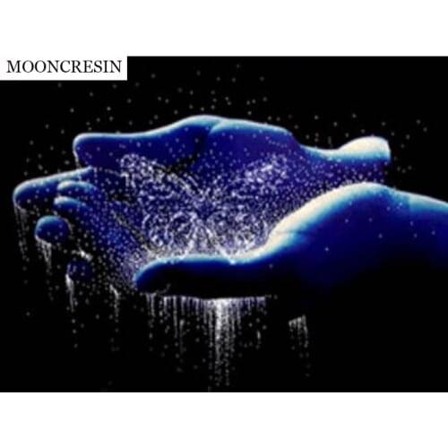 Diamond Painting Full Round 5D Diy Diamond Embroidery Cross Stitch Rhinestone Hand and Butterflies Mosaic Painting Arts Decor
