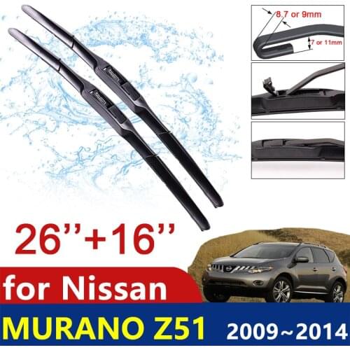 Car Wiper Blades for Nissan Murano Z51 2009~2014 Front Windscreen Windshield Wipers Car Accessories Stickers 2010 2011 2012 2013