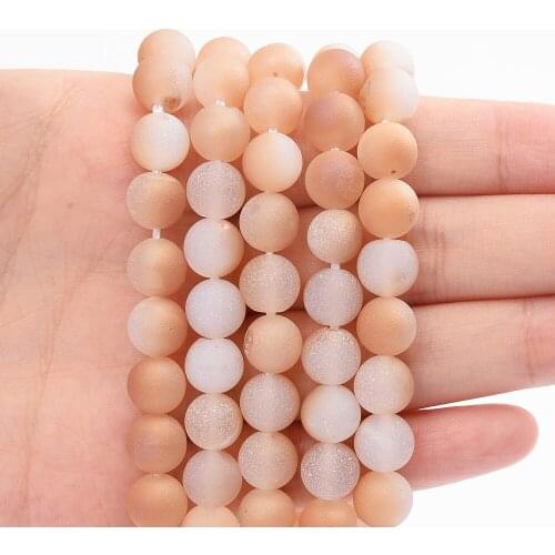 Orange White Agates Stone Beads Crude Metallic Coated Loose Bead for Jewelry Making DIY Bracelet Accessories 4/6/8/10/12 MM