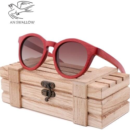 Green Environmental Protection Hand-Made Bamboo And Wood Glasses Bamboo Red Frame Sunglasses For Men And Women Driving Sunglasse
