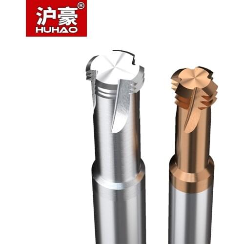 HUHAO For Aluminum CNC Tool Three Tooth Thread 3 Flutes Endmill Router Bit 50-90mm Imported Tungsten Steel Alloy Milling Cutter