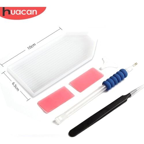 HUACAN Diamond Painting Tool Kits Accessories Stainless Steel Tweezers Crystal Glue,Plastic Tray Pen