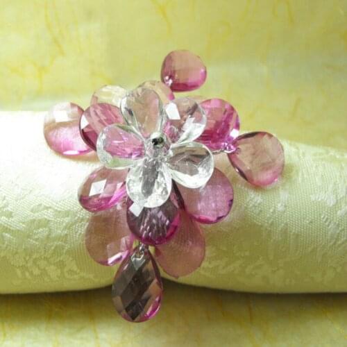 Crystal leaf flower napkin ring, napkin holder