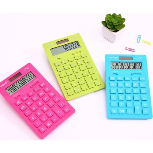 Solar Calculator Dual power Office12 digits student color Calculator free shipping