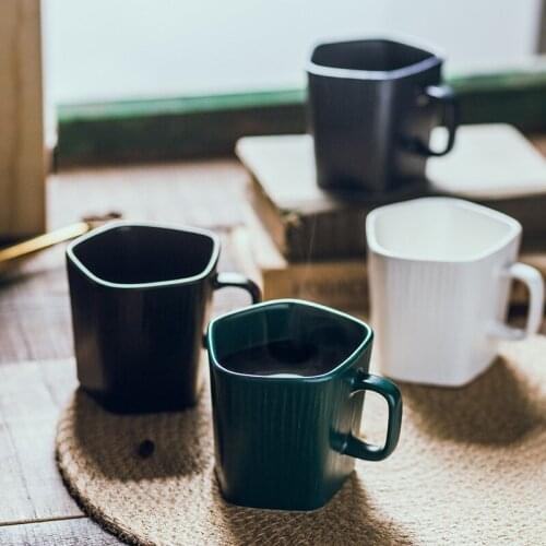 Nordic Ceramic Color Glaze Irregular Shape Coffee Milk Mug Creative Office Teacup Household Porcelain Breakfast Cup Drinkware