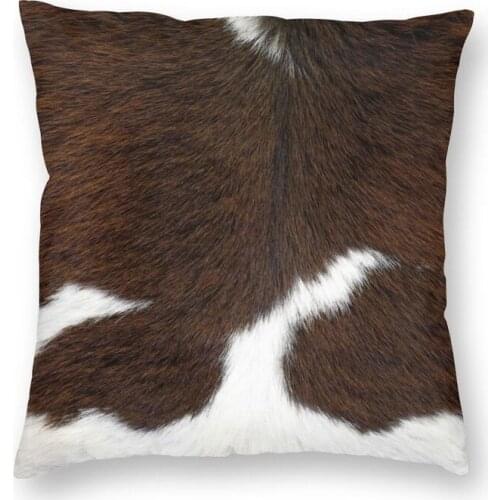 Cow Fur Cowhide Texture Square Pillow Case Home Decor Animal Skin Leather Cushion Cover Throw Pillow for Living Room Printing