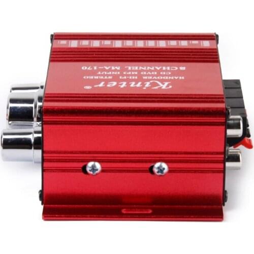Red Mini Hi-Fi MP3 Audio Ste Amplifier For Car Marine Home DC 12V-15V