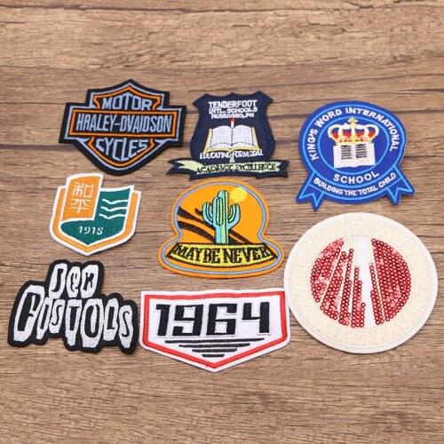 Round Cactus Crown School Book Sun Shield Totem Icon Embroidery Applique Patches for Clothing DIY Sew up Badge on the Backpack