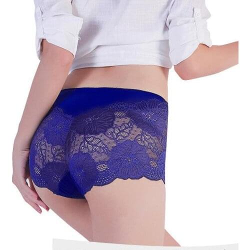 Mozhini Lace Sexy Underwear Women Hipster Intimates Lingerie big Briefs big size Shorts lady Panty Transparent Mid Waist briefs