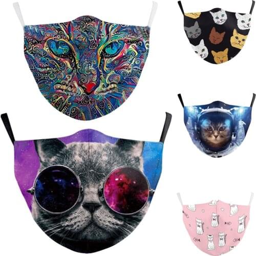 Hot Cute Cat Mouth Cosplay Womens Men Unisex Masks Face-Protection Dustproof Cycling Street Spots Breathable Halloween Mask