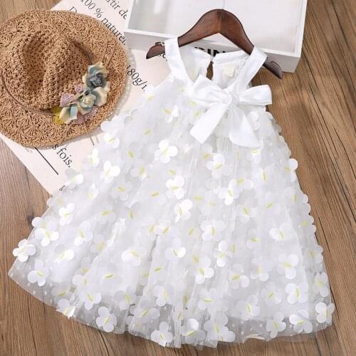Cute Girls Dress New Summer Girls Dresses Fancy Flower Princess Dress Toddler Tutu Baby Girls Tulle Dress Casual Wear 3 7Y