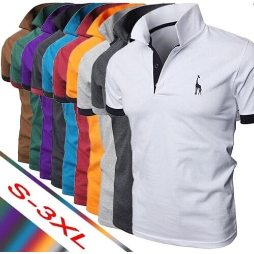 Mens embroidered solid color POLO shirt Mens explosive T-shirt Male Tops Clothing Men 2021 plus size