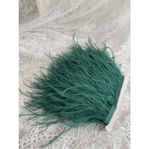 10-15cm wine Green Ostrich Feather Trimming Fringe with Ribbon Tape, Millinery Crafts Costumes Decoration, natural Ostrich hair