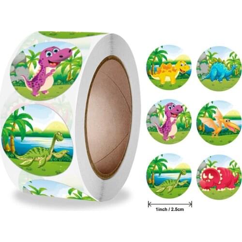 100-500Pcs Cute Dinosaur Animal Stickers 6 Types Dinosaur Pattern For Decor Notebook Gift Packaging Teacher Reward Child Sticker