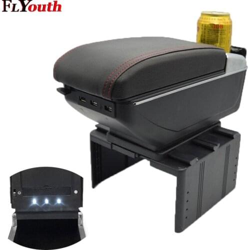 Armrest Box For Nissan Kicks 2017 2018 USB Charging LED Light Car Arm Rest Rotatable Centre Console Storage Box