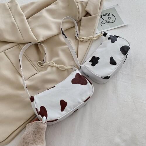 Female Casual Underarm Shoulder Bags Fashion Cow Milk Print Women Handbag Totes Popular Simple Female Daily Bag