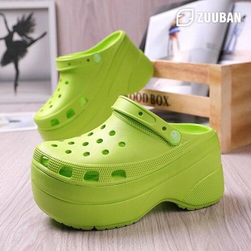 Summer Green Platform High Heels Sandals Non-slip Wedges Shoes for Women 10 Cm Increase Fashion Garden Shoes Flat