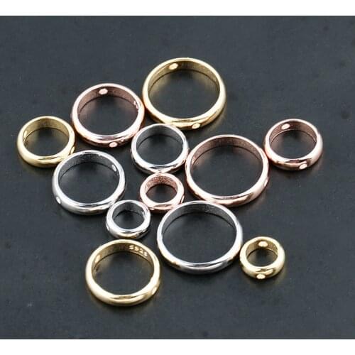 925 Sterling Silver Round Beads Spacer Fit 4.5 6.5 8.5 10.5mm Earring Necklace Beaded Circle Charm Connector DIY Jewelry Making