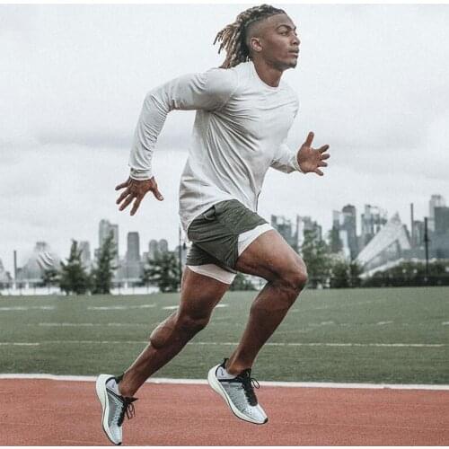 Mesh Long Sleeve Sport Shirt Men Fitness T shirt Gym Clothing Dry Fit Joggers Men Running TShirt Compression T-Shirt Workout Top