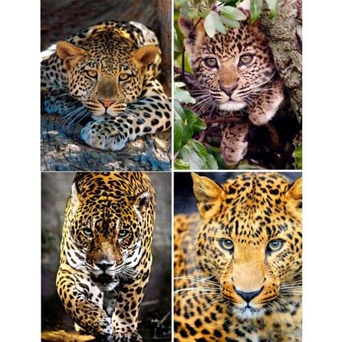 Yujohom 5D DIY Diamond Painting By Number Leopard Full Square Diamond Art Mosaic Cross Sittch Wild Animal Embroidery Home Decor