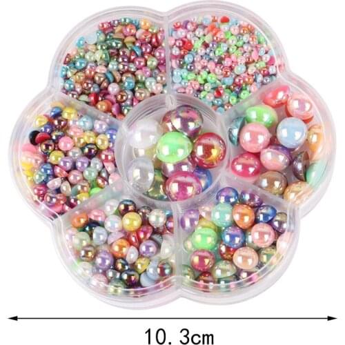 3Boxes 3-12mm Pearl Beads Half Round Flat White Ivory Acrylic Spacer Beads for DIY Jewelry Making Accessories