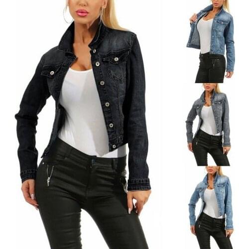 Harajuku Vintage Women Jean Jacket Casual Blue Black Denim Coat Spring Autumn 2019 Korean Fashion Streetwear Demin