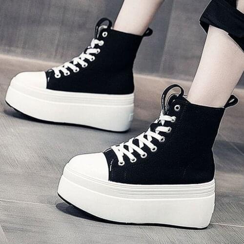 Military Punk Creepers Womens Leather Round Toe Ankle Boots High Heel Platform Chunky Casual Increasing Height Oxfords