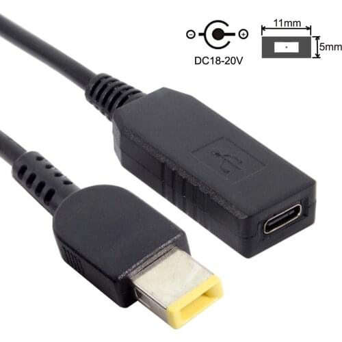 Zihan USB 3.1 Type C USB-C to Rectangle 11.0*5.0mm Power Plug PD Emulator Trigger Charger Cable for Lenovo Think Pad X1 Carbon