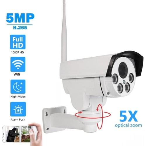1080P PTZ Bullet Wifi Camera Outdoor 2MP 5MP Audio Monitoring Record Audio/Sound 5X 10X Zoom Wireless Surveillance IP Cam