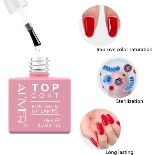 15ml No Wipe Gel Top Coat and Base Coat Nail Art UV LED Soak Off Gel Nail Polish Varnish Lacquer Manicure Tools