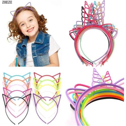 2Pcs/Lot Cat Headwear Girls ABS Plastic Hairbands Unicorn Halloween Easter Headband Party Festival Hair Accessories