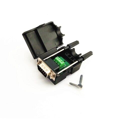 5Pcs Sample Rivet Type Right Angle Male Female DB9 D-sub Connector To 3 Pins Terminal PCB Adapter Module With Cover, RS232, TLL