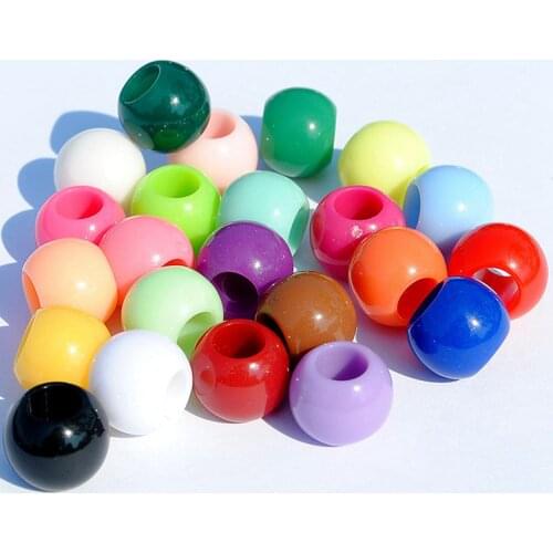 50pcs Round Opaque Acrylic Plastic Loose Big Hole Beads 10mm For Jewelry Making DIY Crafts Findings