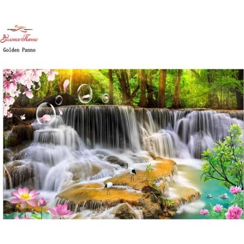 Golden Panno diamond painting Diamond embroidery full square 5d diy mosaic sale,landscape nature river picture by rhinestones