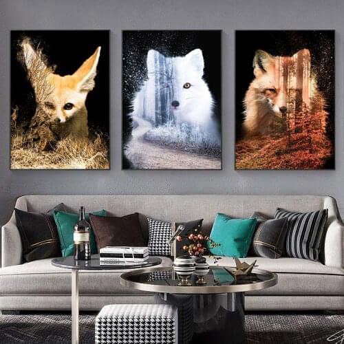 Diamond Painting Fox Wolf Bear Pattern Forest Shadow Acrylic Background Furniture Living Room Decoration Wall Art WG2680