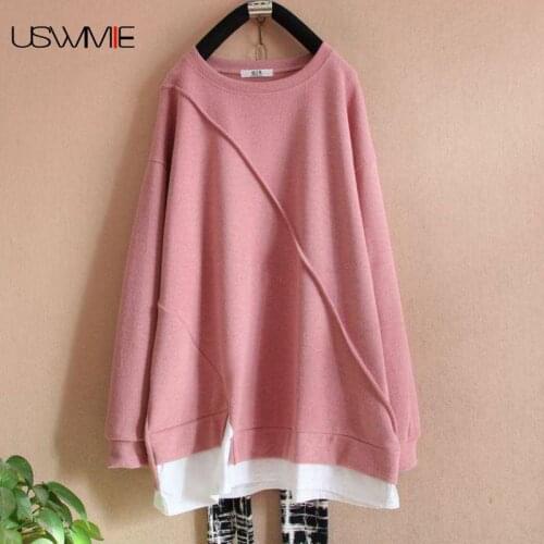 Free Shipping Oversized Hoodie New Casual Outwear Fashion O-neck Solid Color Long Sleeve Loose Comfort Hoodies Women
