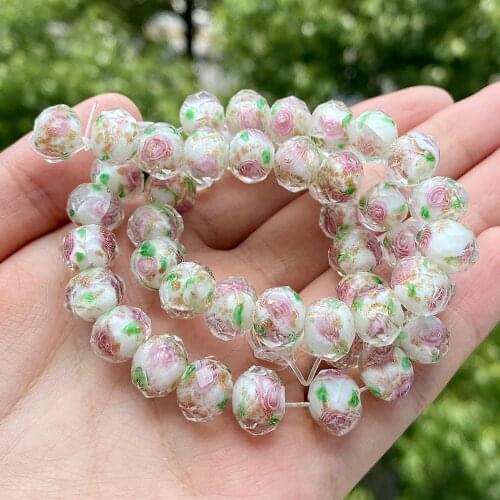 Clear White Murano Transparent Faceted Rondelle Flower Lampwork Crystal Glass Beads For Bracelet Making Diy Accessories 10mm