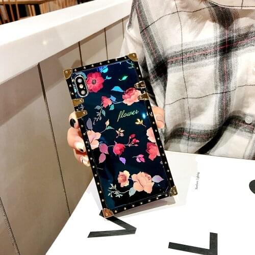 Flower Cases For Sumsung S20 Ultra S20 Plus Note10 + S10 Plus S8 S9 Note20 Ultra Note9 8 S10e Funda Blue Ray Square Rose Cover