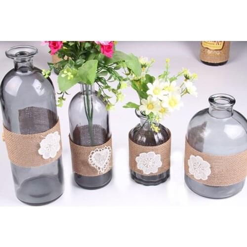 6*26cm DIY Jute Burlap Rustic Wedding Decoration Vintage Jute Hessain Ribbon Rolls for Home Vase decoration Party Supplies