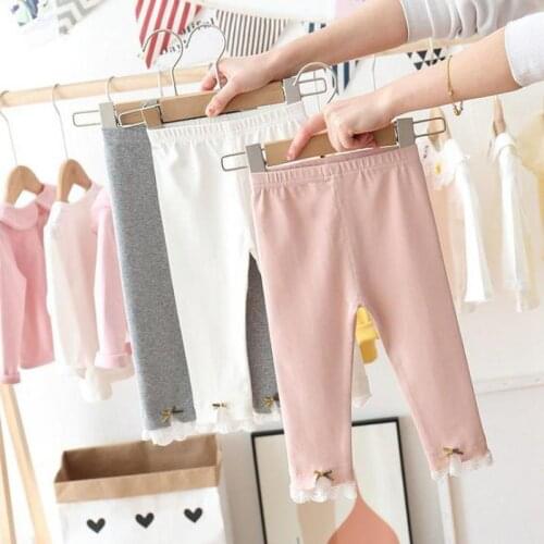 Baby kids Girls Lace Leggings pants baby cotton stretch spring autumn pants baby girls casual cute bow leggings trousers P4 062