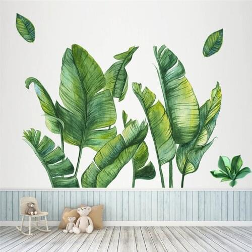 DIY Green Leaves Plant Wall Sticker For Room Decoration Removable PVC Vinyl Stickers Home Decor Wall Art Wall Decals