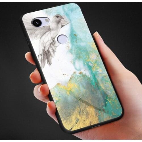 For Google Pixel 3A XL Case Pixel4A Marble Grain Hard Tempered Glass Protector Back Cover Case for Pixel 1 2 4 XL Pixel3 Pixel3A