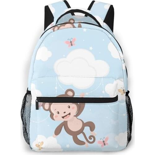 2021 Travel Backpacks Cute Little Monkey On The Cloud Girl Backpack For Women Large Capacity School Bag For Teenage