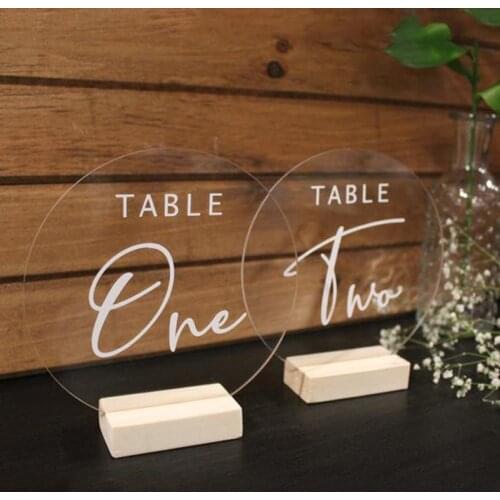 Acrylic Round Table Sign with Stand Wedding Table Number Geometric Perspex Wedding Decor Plexiglass Table Signs Party Decor
