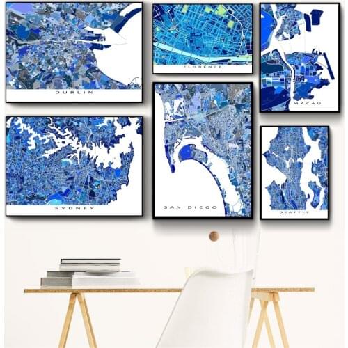 City Map Blueprint Minimalist Style Poster And Print Canvas Art Painting Wall Pictures For Living Room Decoration Home Decor